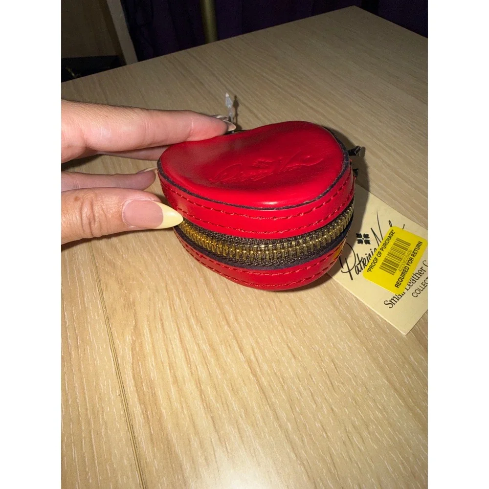 Patricia Nash Strawberry Red Leather Coin Purse Keychain Eiffel Tower Charm NWT